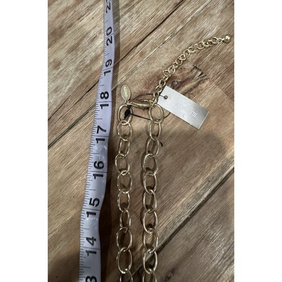 Chicos Gold Tone 20" Long Brown Bead Chain Tassel Statement Necklace NEW - Picture 11 of 16